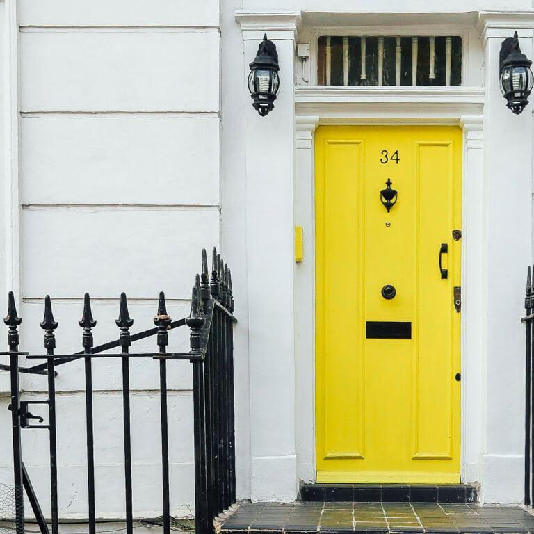 Yellow Timber Door on a Period Property | Tempus Windows